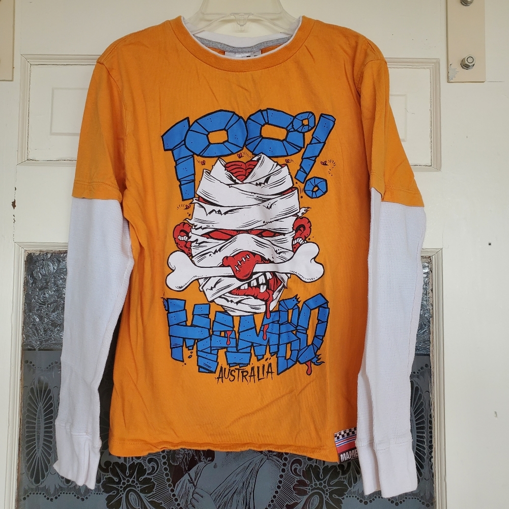 Mambo Australia Mummy Bone Long Sleeve T-shirt L Youth Boys Large Layered Tee